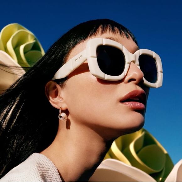 New! Kate Spade JOSEY/G/S 0SZJHA White Square Sunglasses, Authentic main image 6